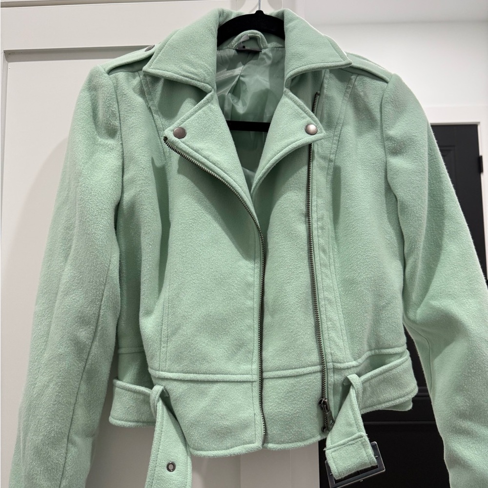 Sparkle & Fade Light Green Leather Jacket